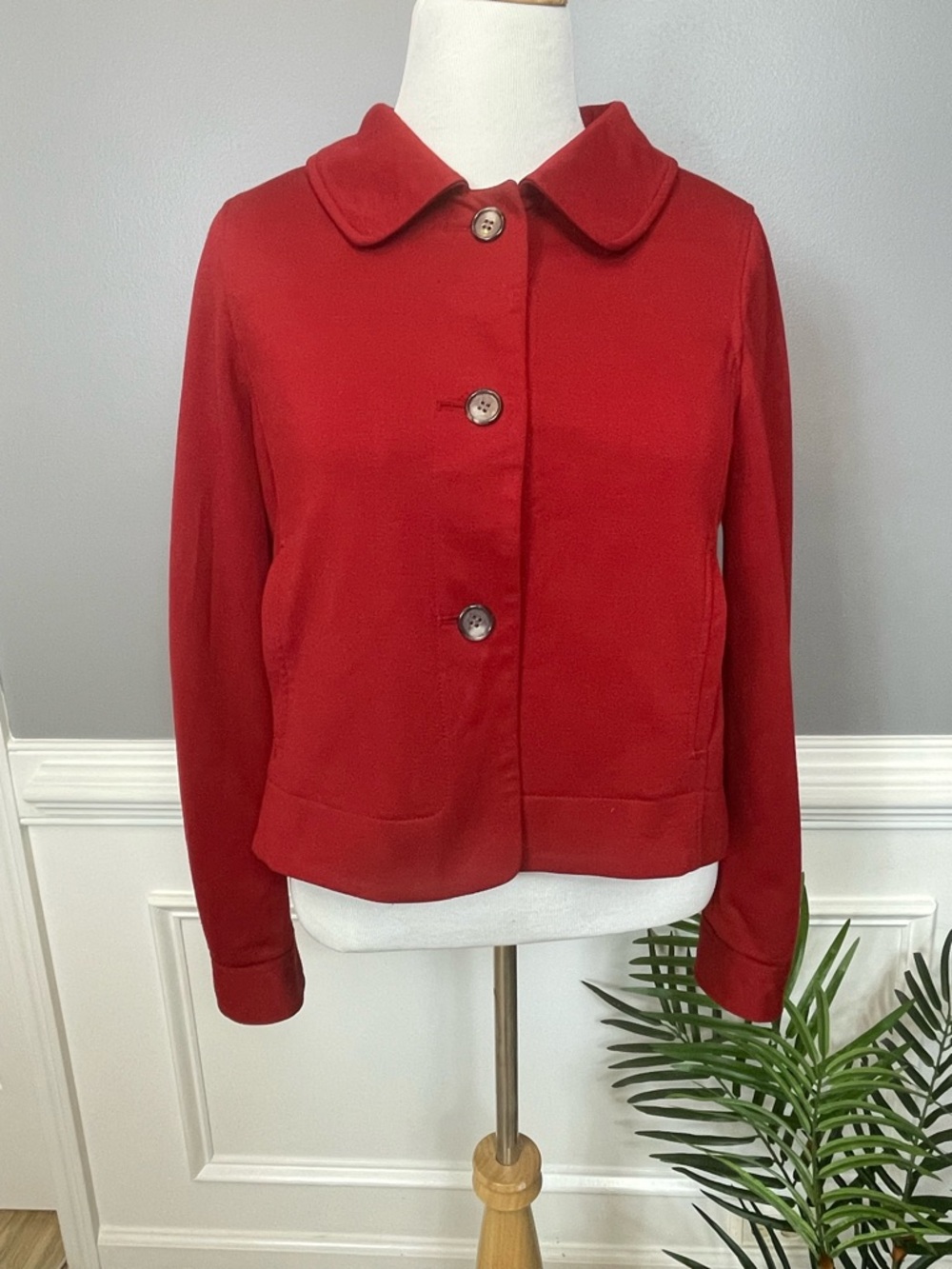 Ann Taylor Red Rounded-Collar Button Jacket - Picture 6 of 6